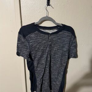 Men's Gray and Black Henley Shirt